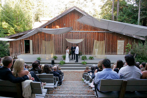 Wedding ceremony in the Gualala Arts Center amphitheater; photo by Ron Bolander