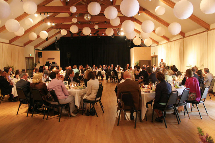 Wedding dinner in Coleman Auditorium photo by Ron Bolander wedding dinner