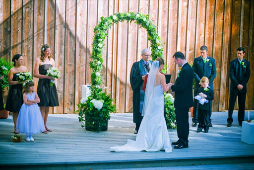 Wedding ceremony in the Gualala Arts Center amphitheater