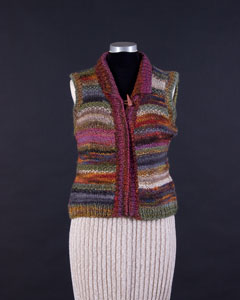 Studio Discovery Tour artist Maureen Feldman: Taos Vest: Multi colored vest in Wool & nylon