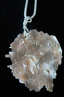 Studio Discovery Tour artist Susan Shaddick: abstract silver leaf pendant