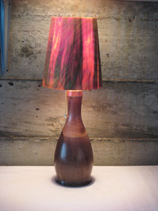 Studio Discovery Tour artist Tom Haines: Walnut base Pine lamp shade