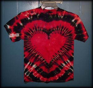 Tie Dye black red heart
