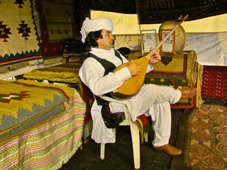 Musician in carpet museum