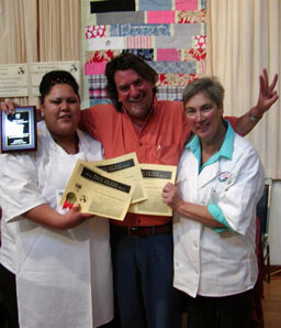 2013 Chowder Challenge: Chef Denise Souza (right) with Sus Susalla (center) and line cook Barbara Scarioni (left)