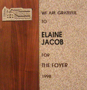 Elaine Jacob Foyer plaque